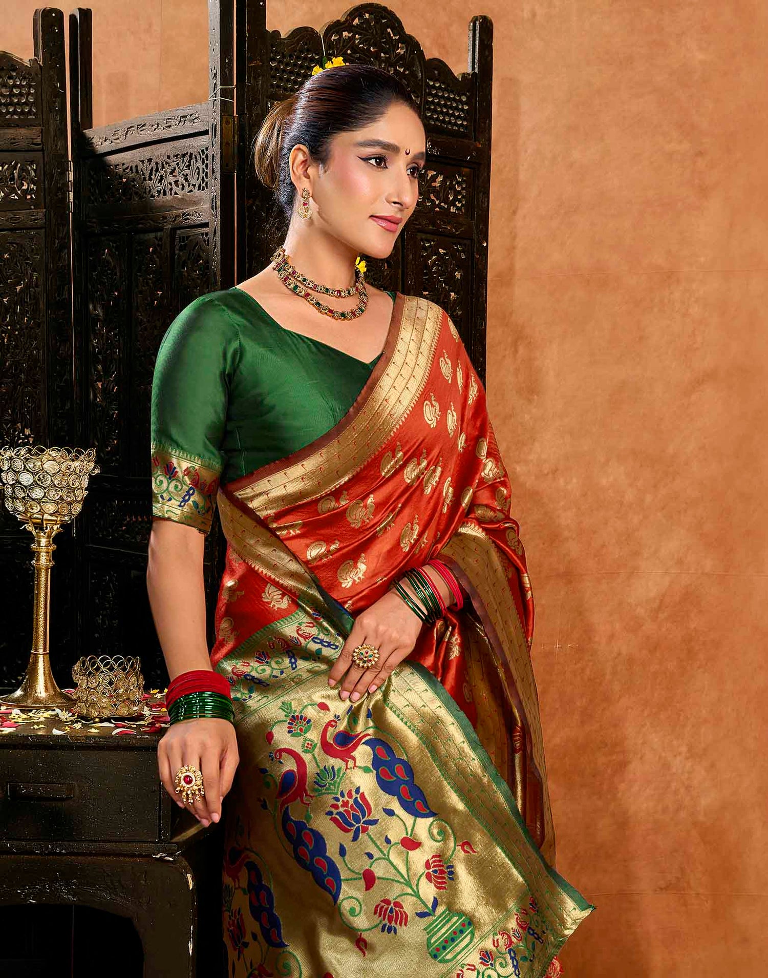 Red Silk Woven Paithani Saree