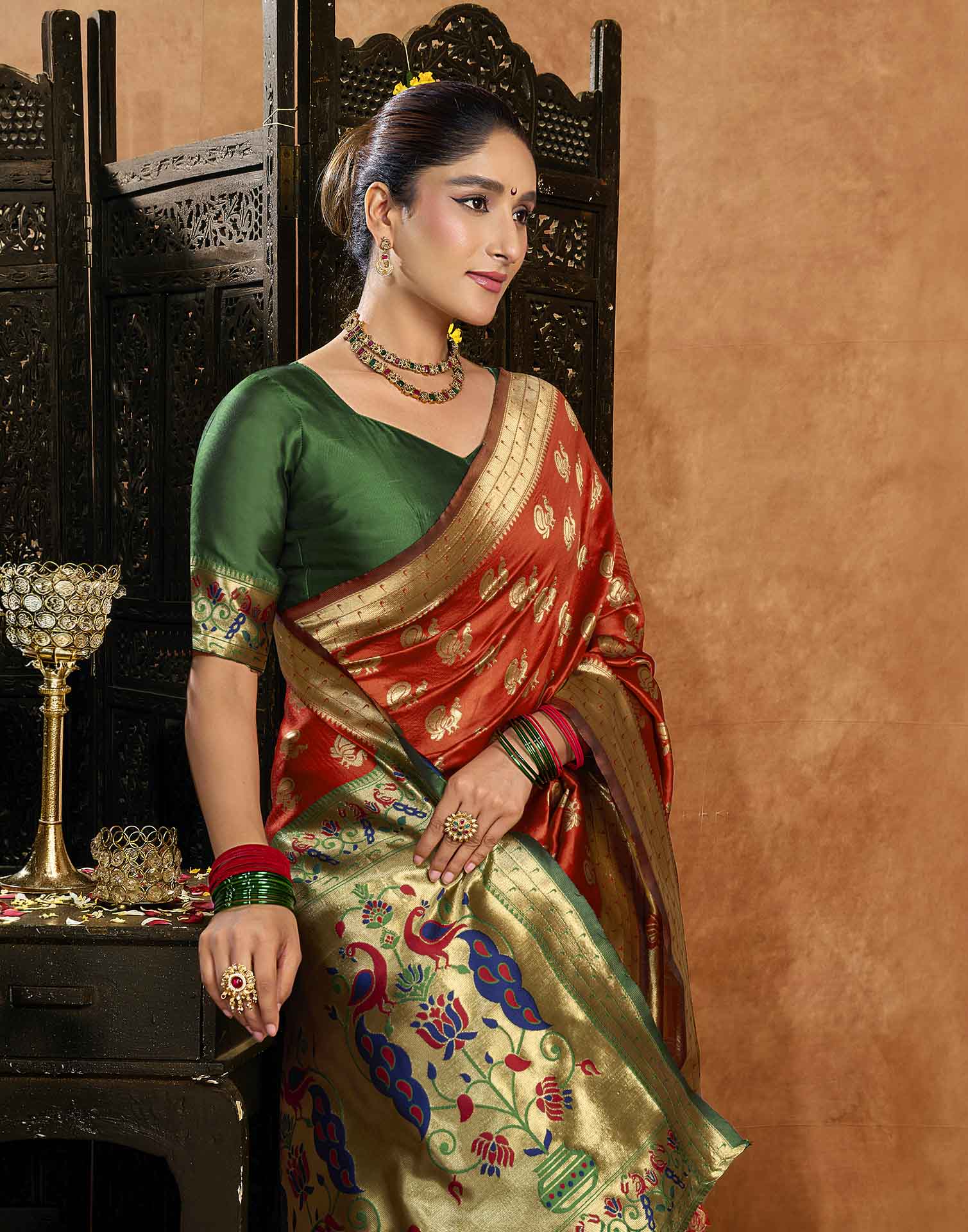 Red Silk Woven Paithani Saree