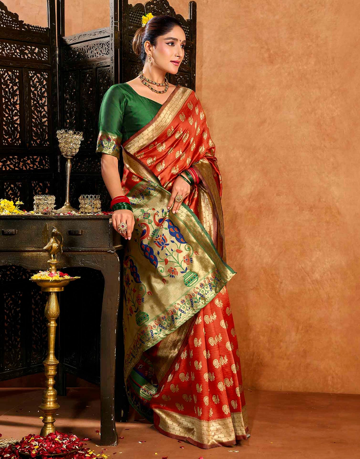 Red Silk Woven Paithani Saree