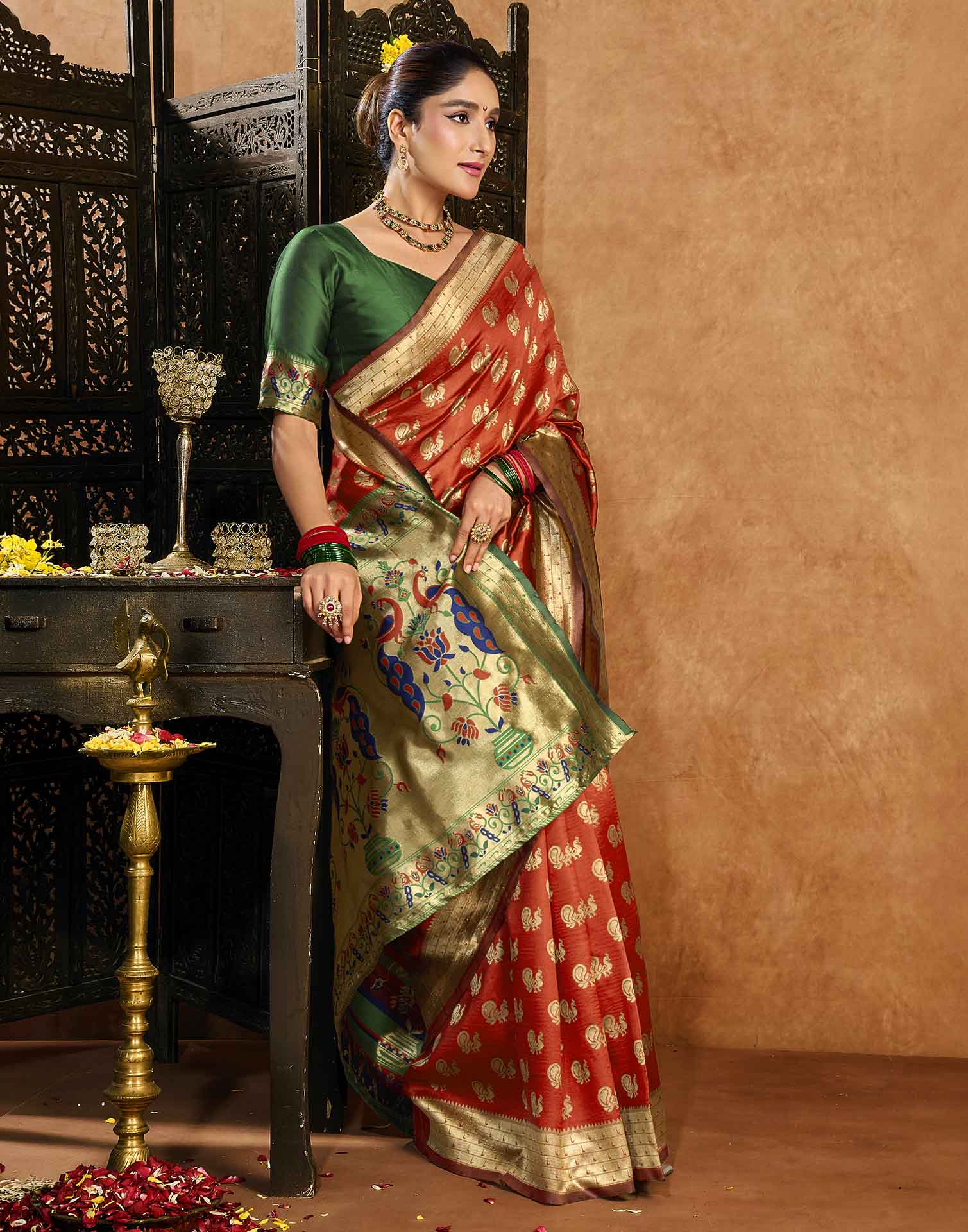 Red Silk Woven Paithani Saree