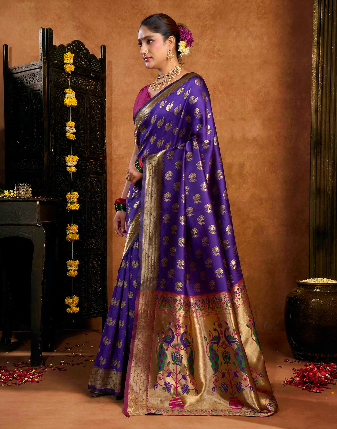 Purple Silk Woven Paithani Saree