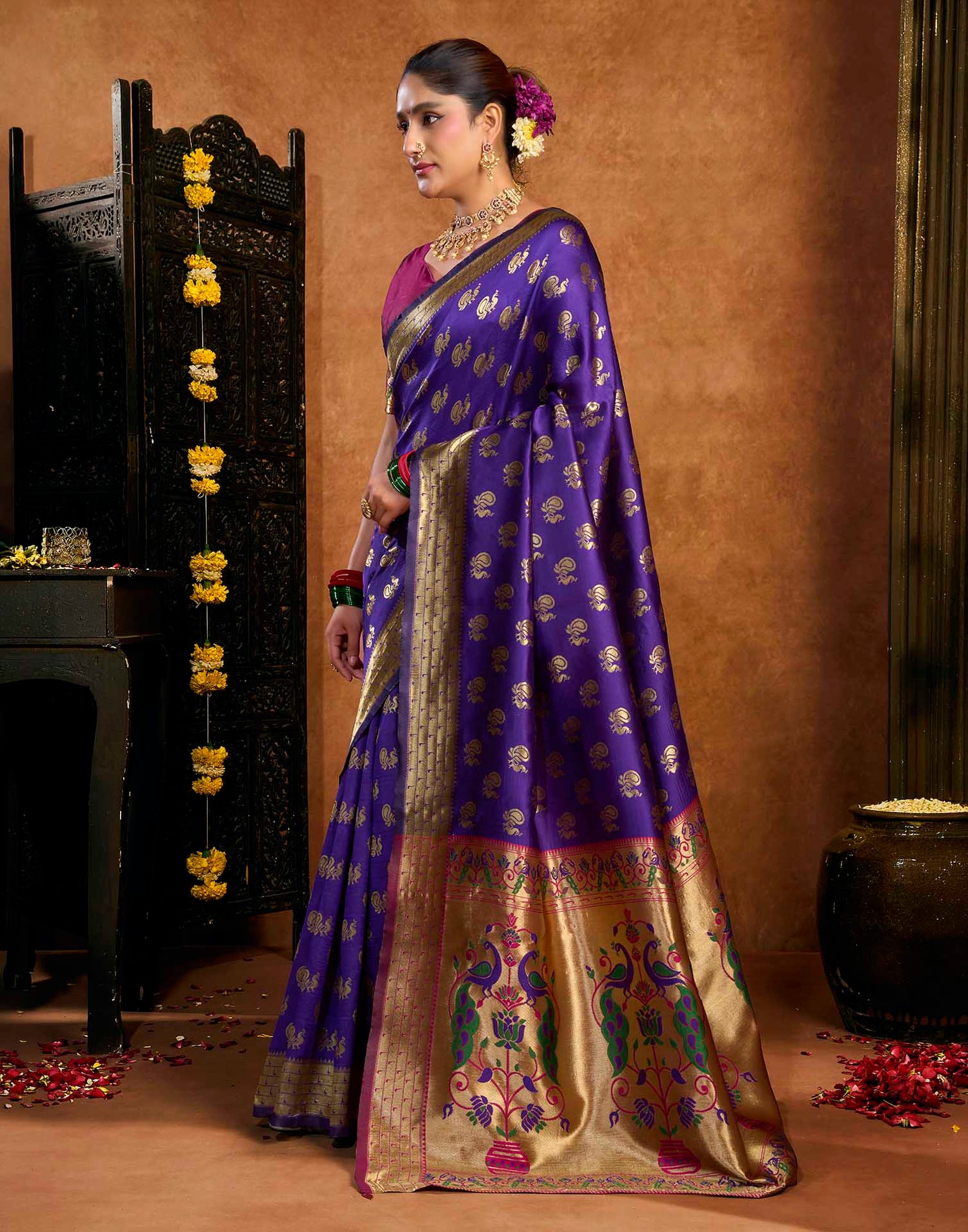 Purple Silk Woven Paithani Saree