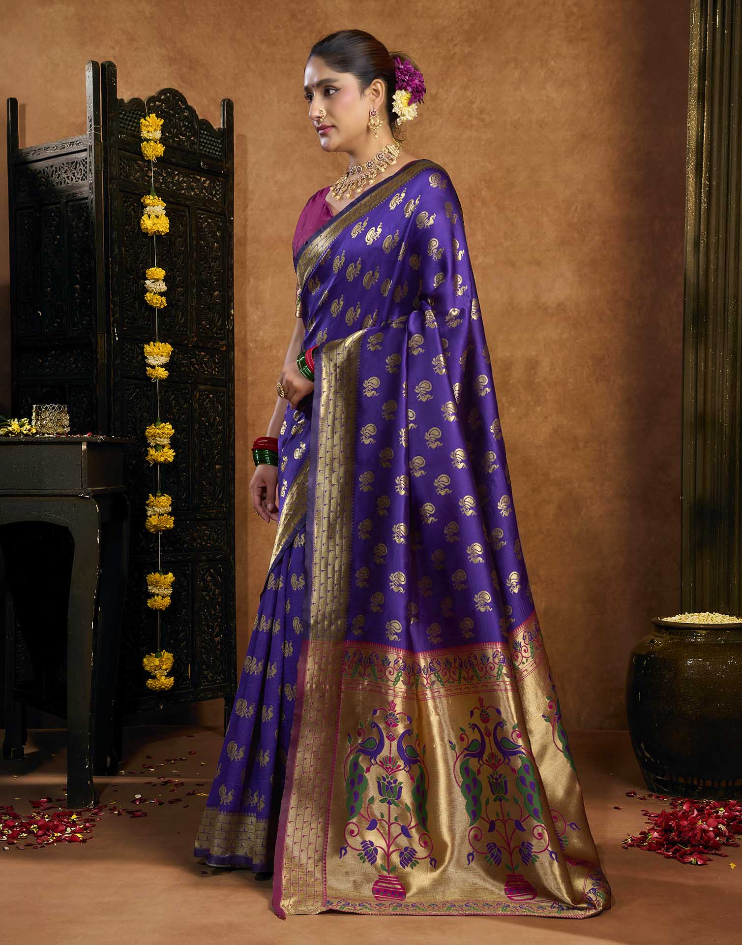 Purple Silk Woven Paithani Saree