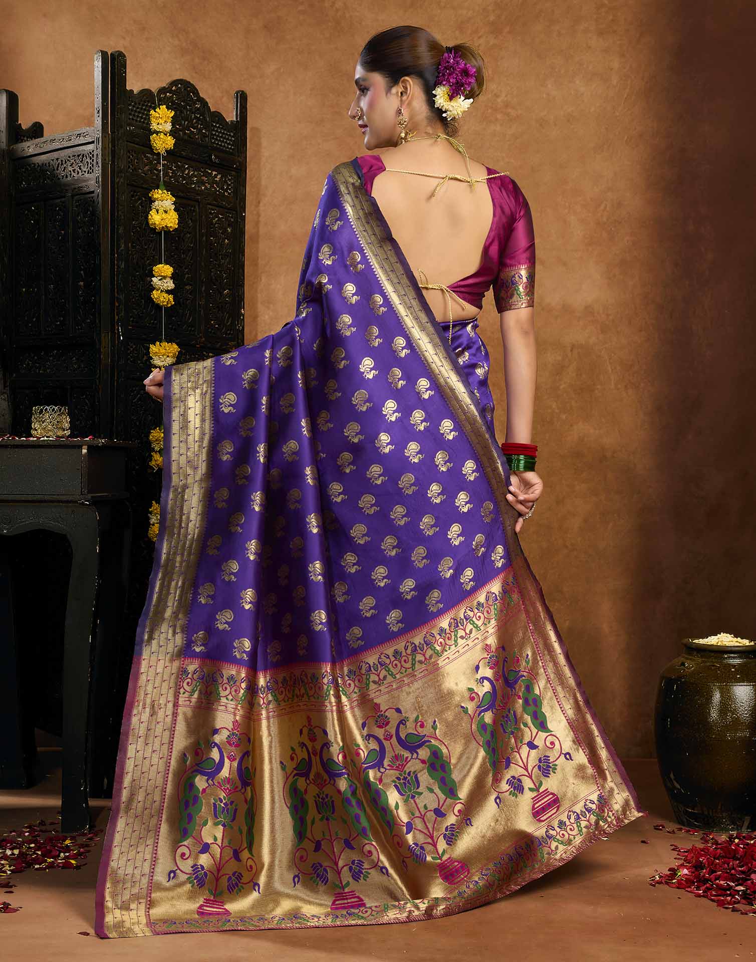 Purple Silk Woven Paithani Saree