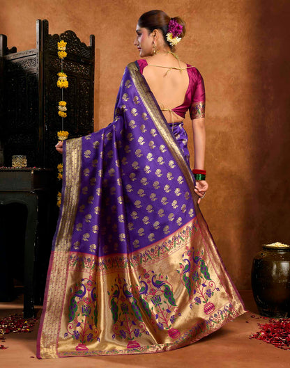 Purple Silk Woven Paithani Saree
