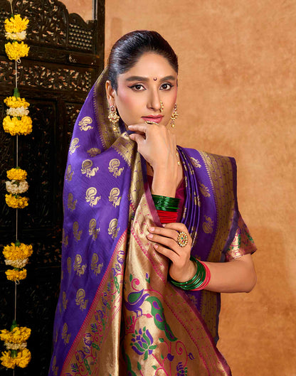 Purple Silk Woven Paithani Saree