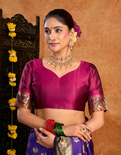 Purple Silk Woven Paithani Saree
