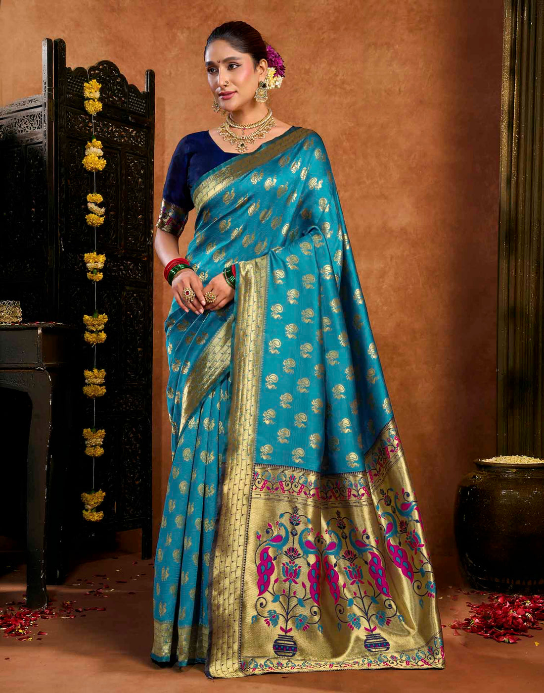 Blue Silk Woven Paithani Saree