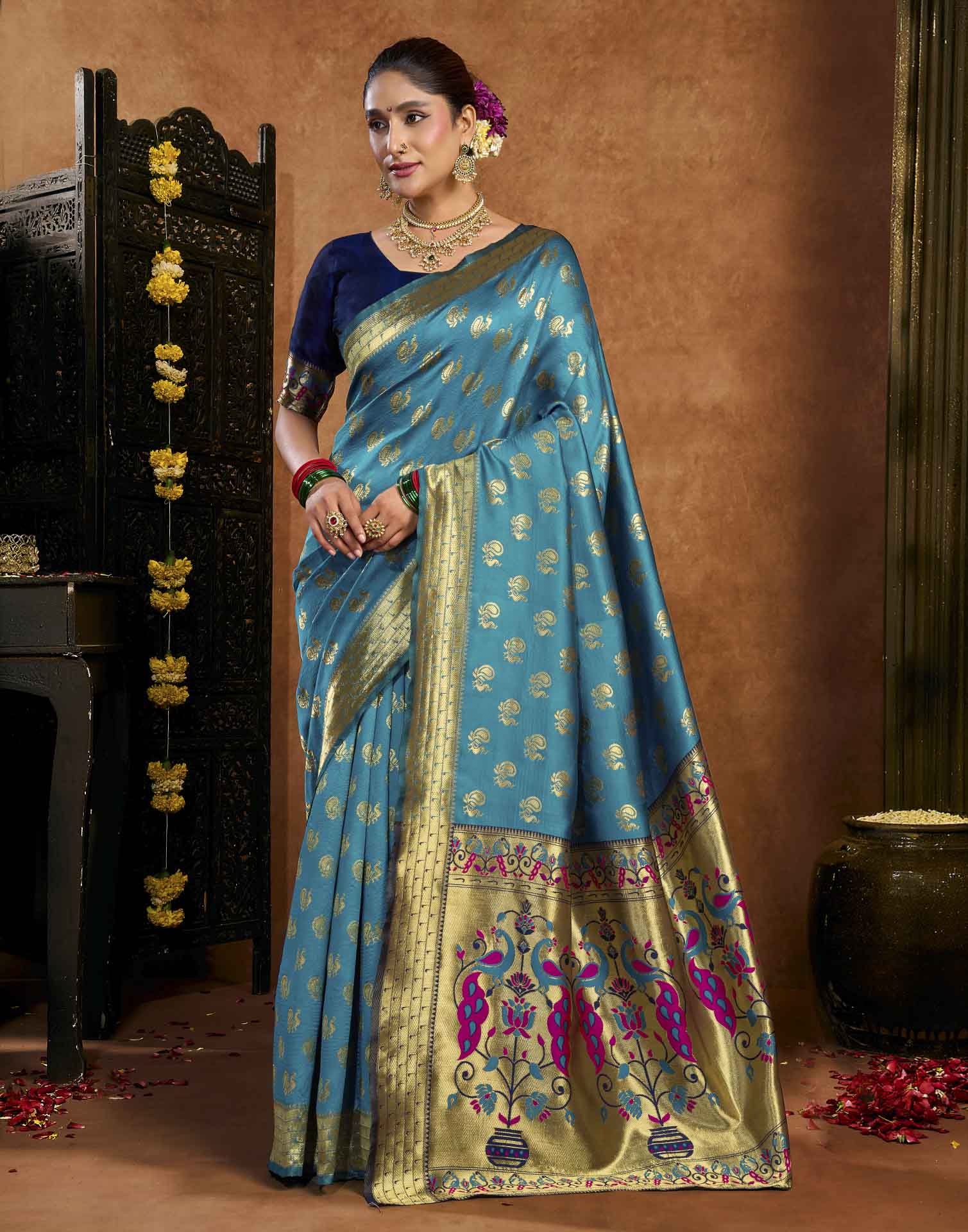 Blue Silk Woven Paithani Saree
