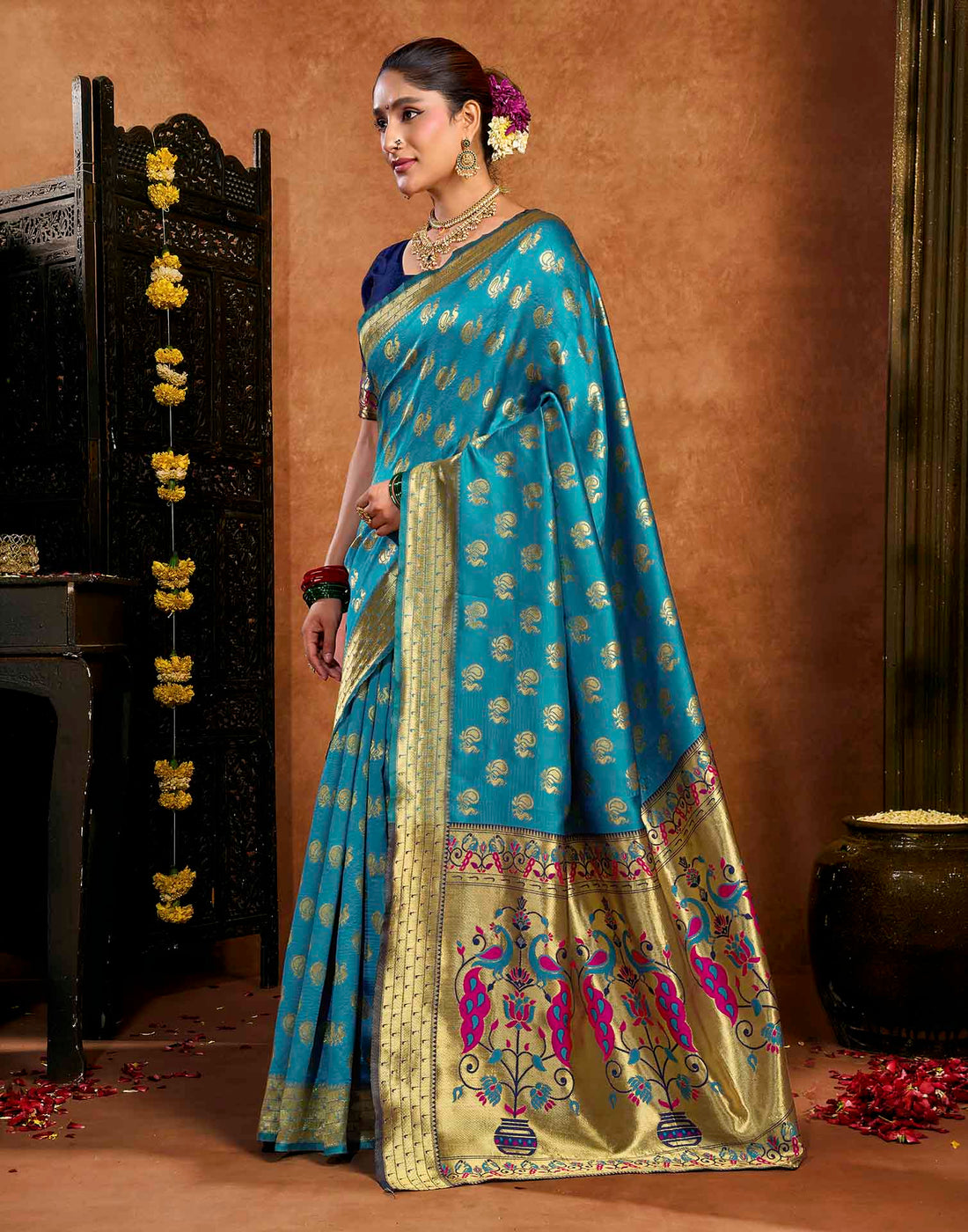 Blue Silk Woven Paithani Saree