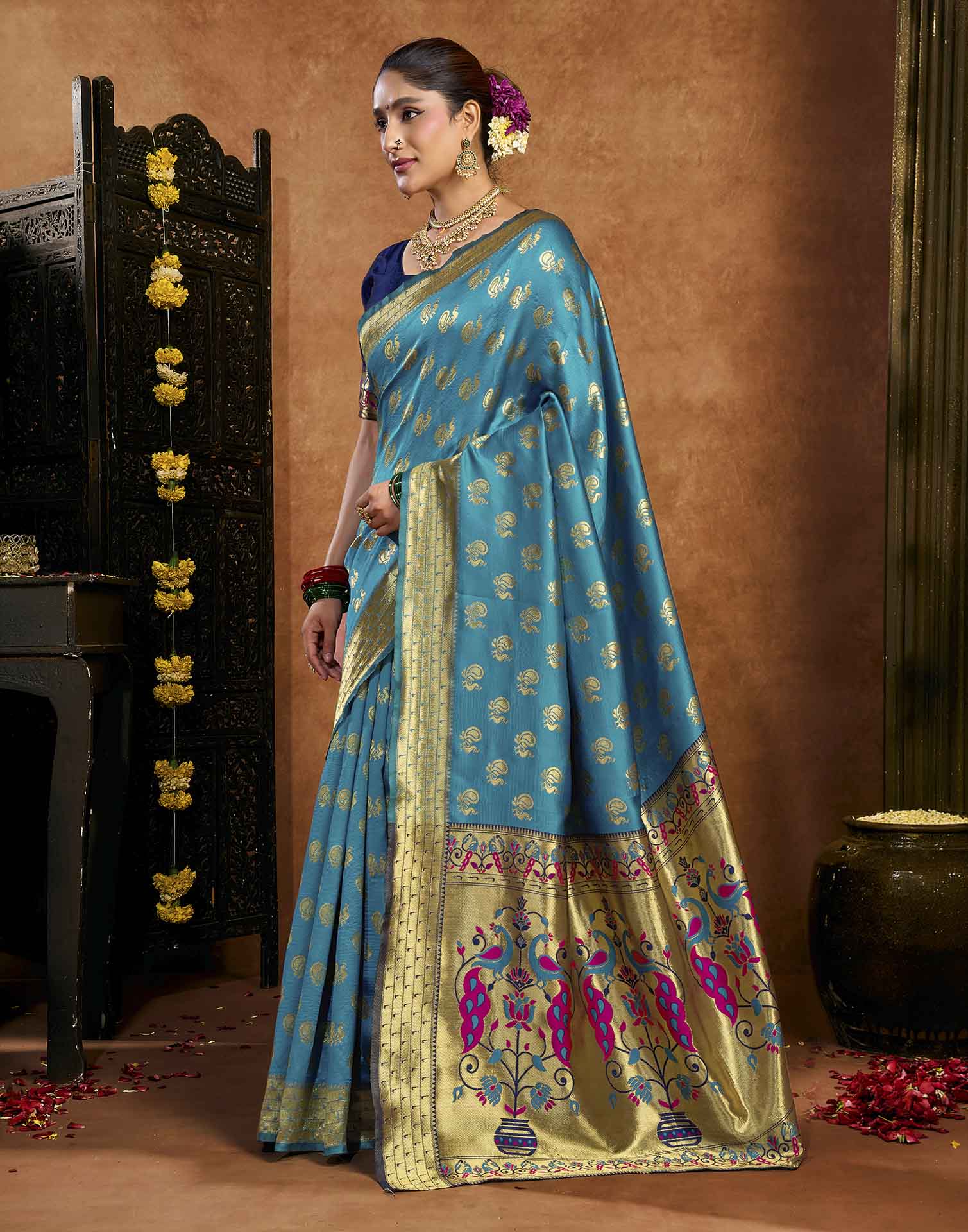 Blue Silk Woven Paithani Saree