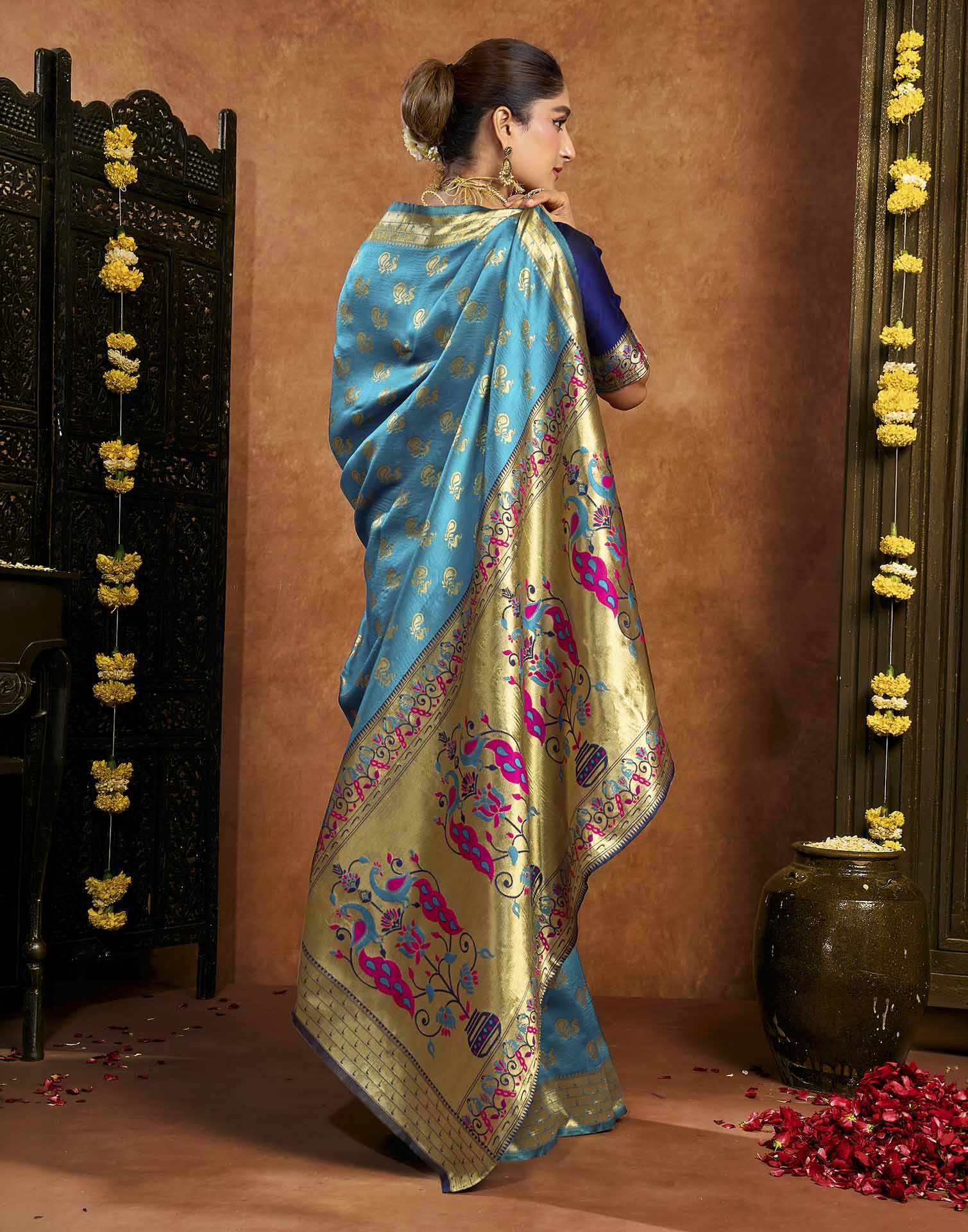 Blue Silk Woven Paithani Saree
