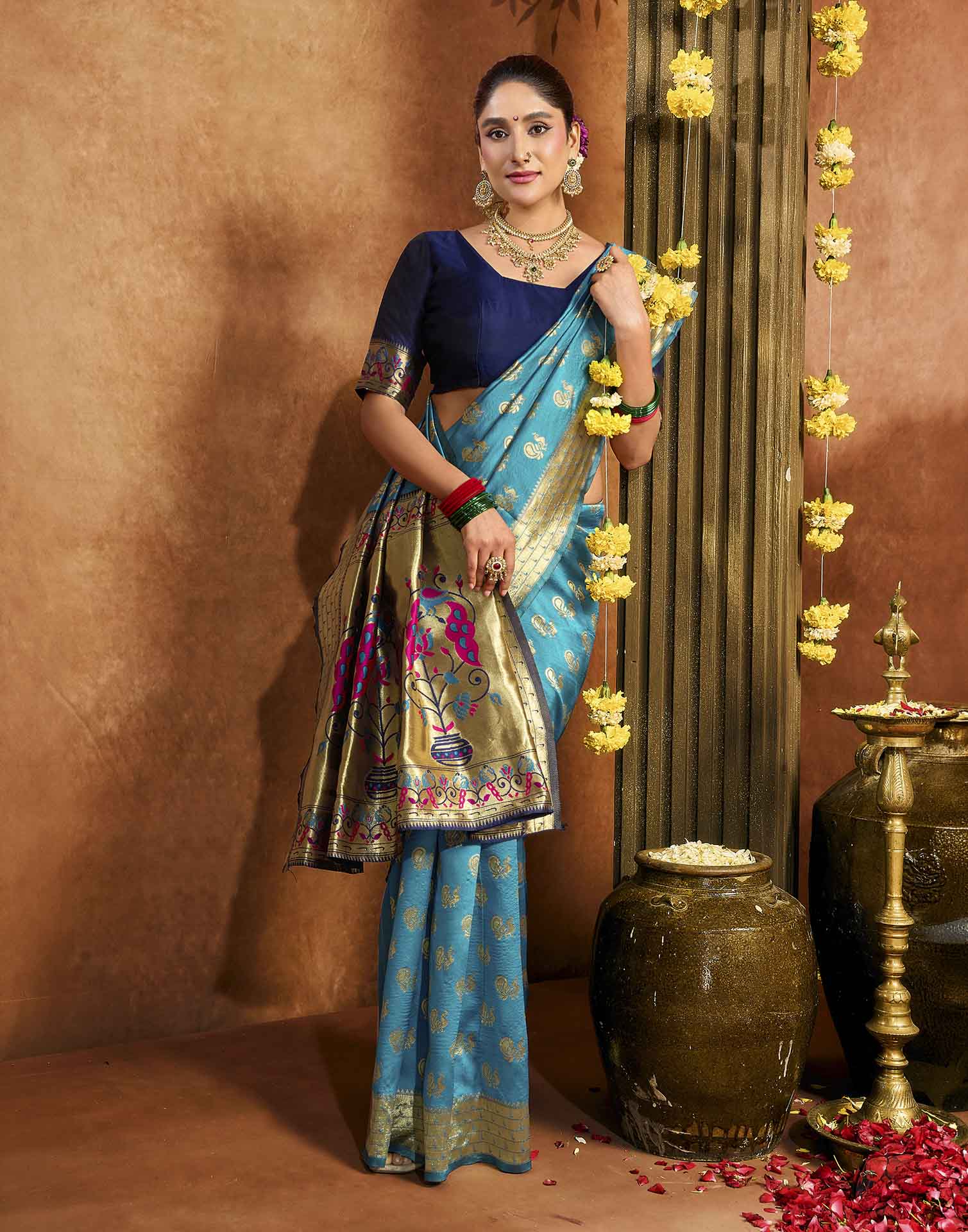 Blue Silk Woven Paithani Saree
