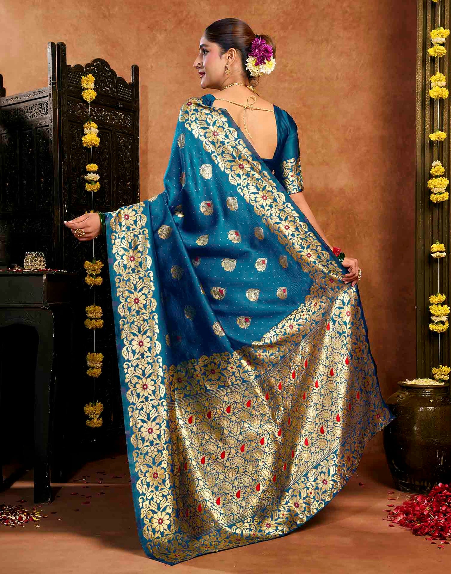 Blue Silk Woven Banarasi Saree