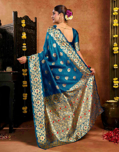 Blue Silk Woven Banarasi Saree