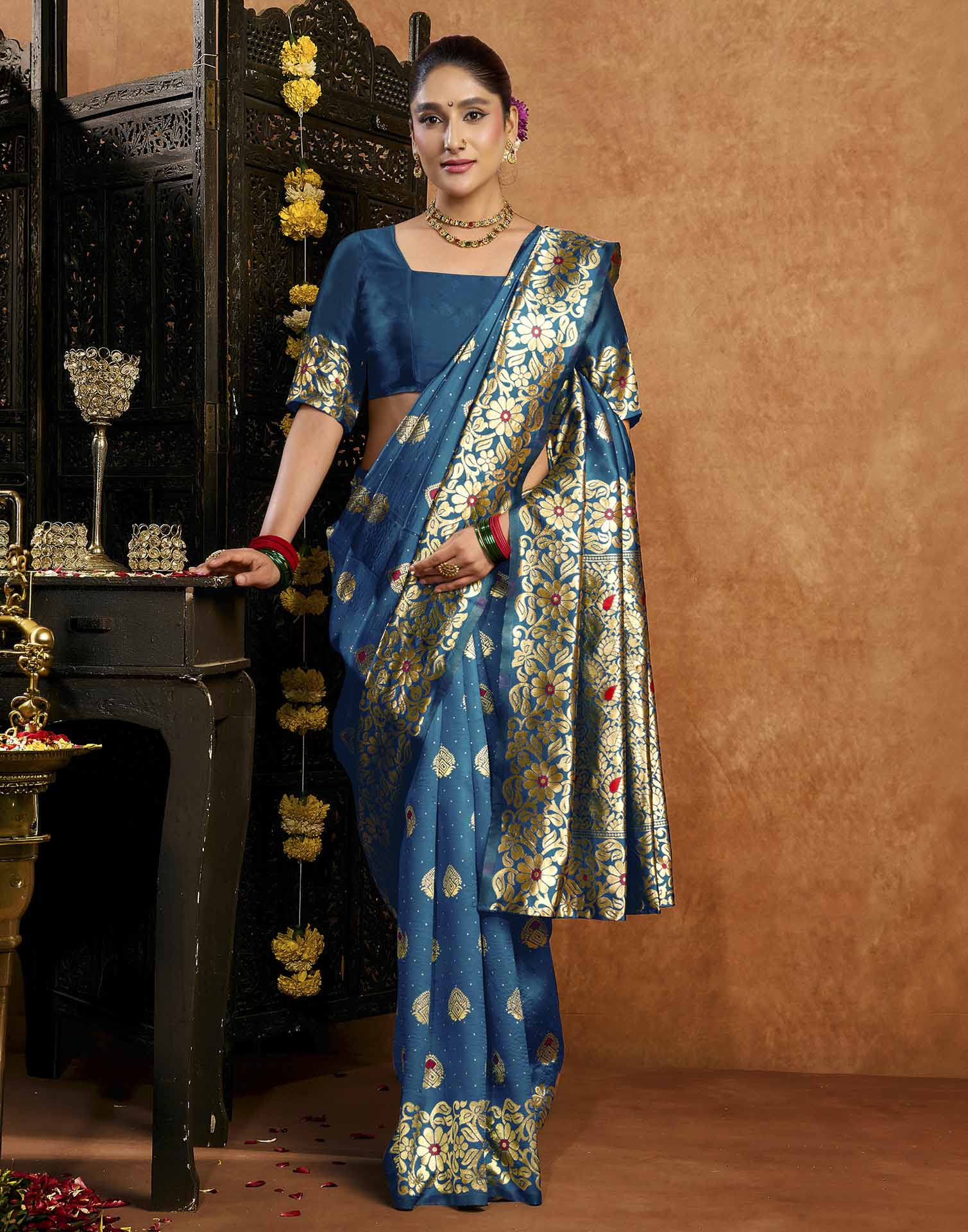 Blue Silk Woven Banarasi Saree