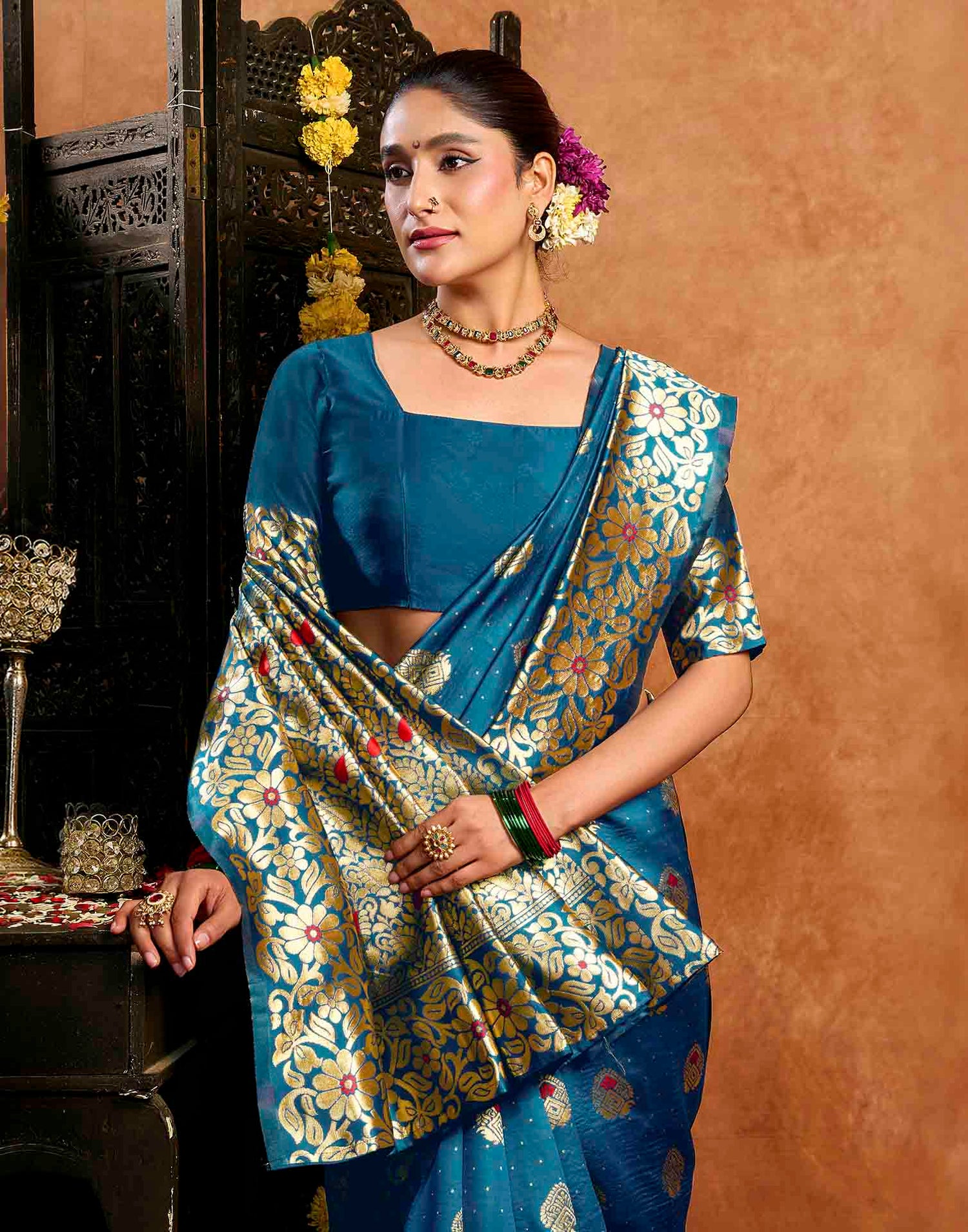 Blue Silk Woven Banarasi Saree