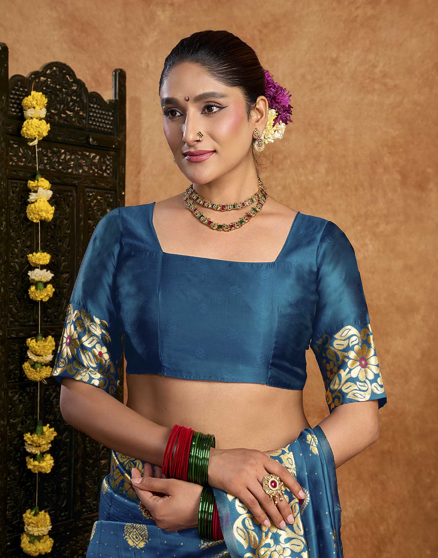 Blue Silk Woven Banarasi Saree