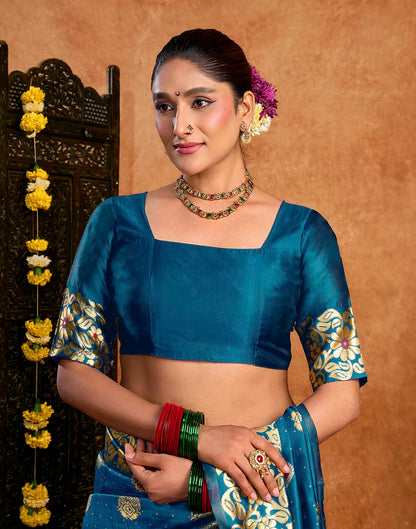 Blue Silk Woven Banarasi Saree