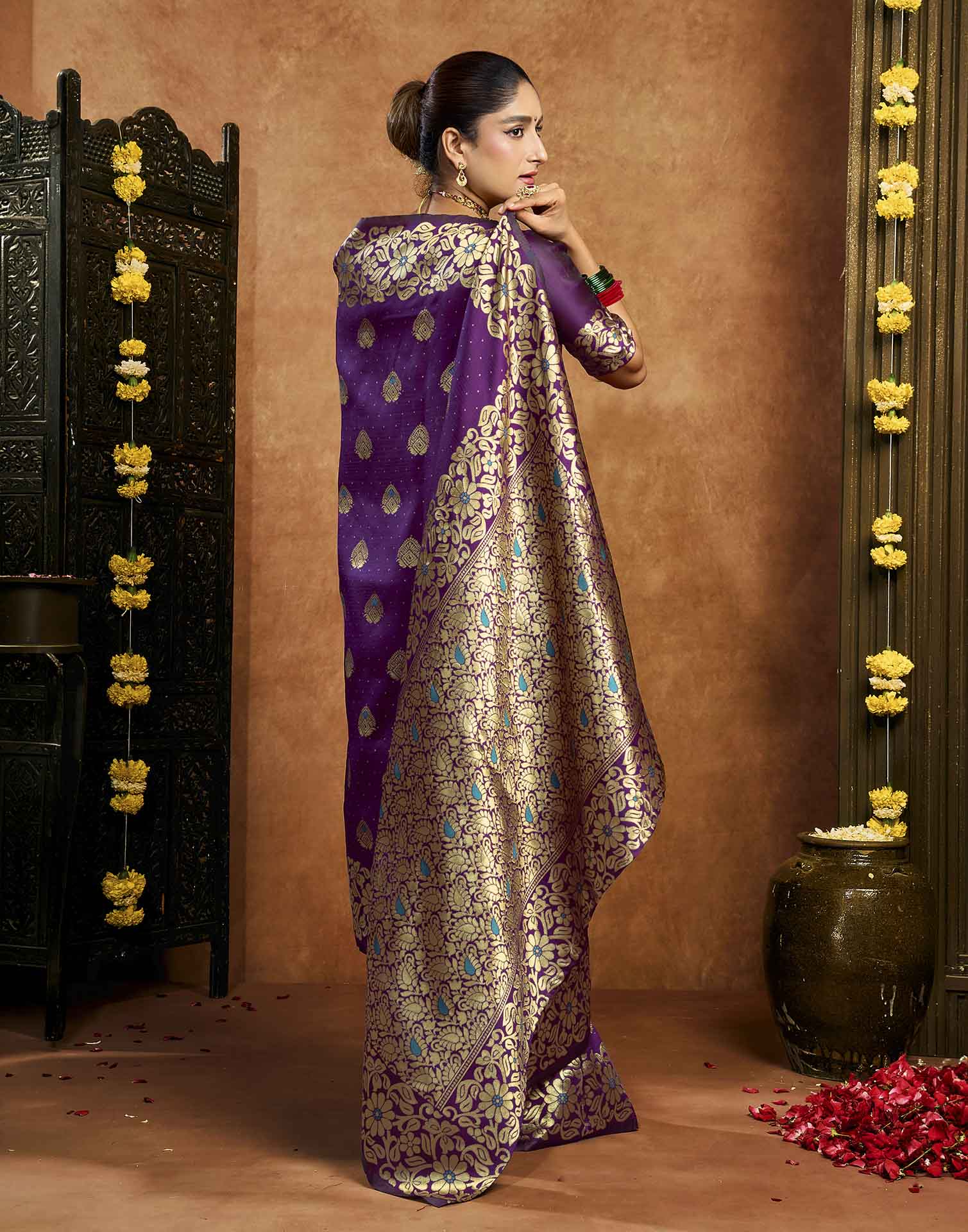 Purple Silk Woven Banarasi Saree