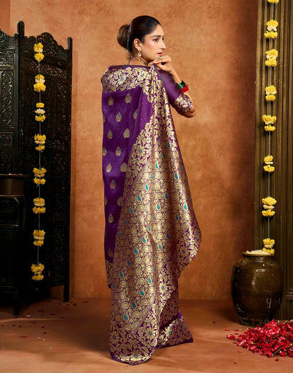 Purple Silk Woven Banarasi Saree