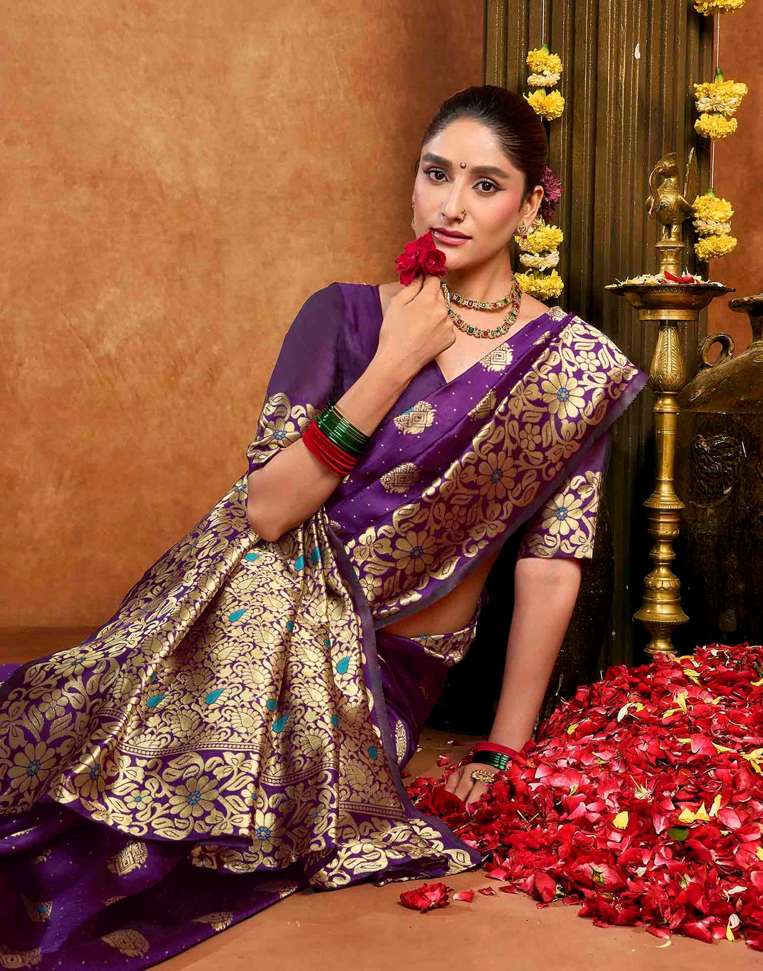 Purple Silk Woven Banarasi Saree