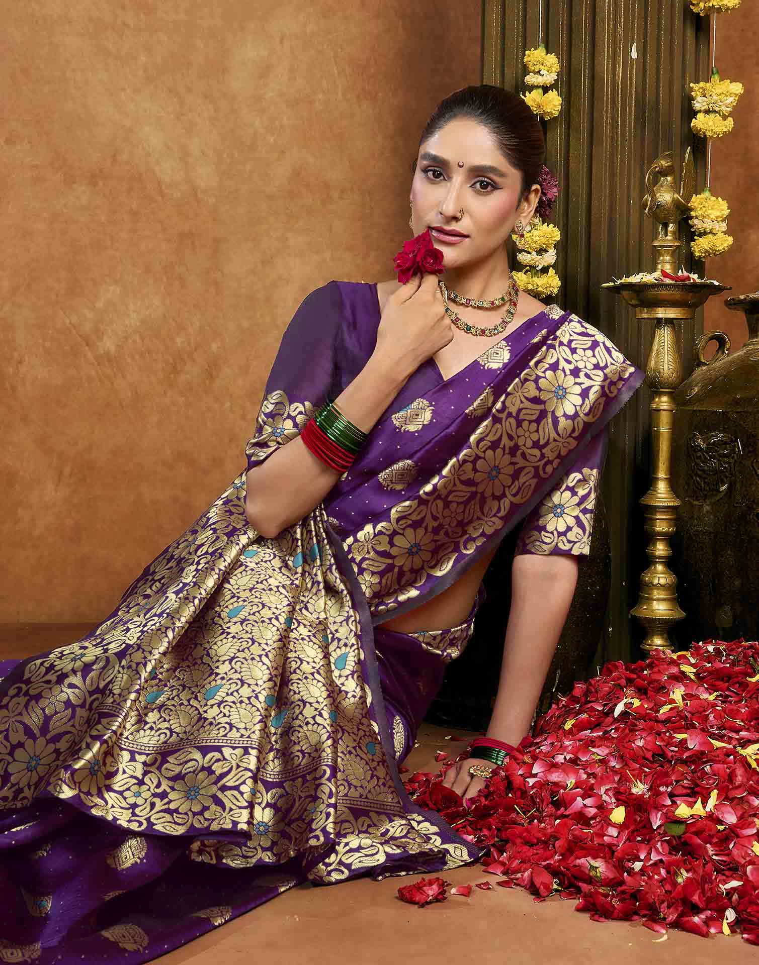 Purple Silk Woven Banarasi Saree