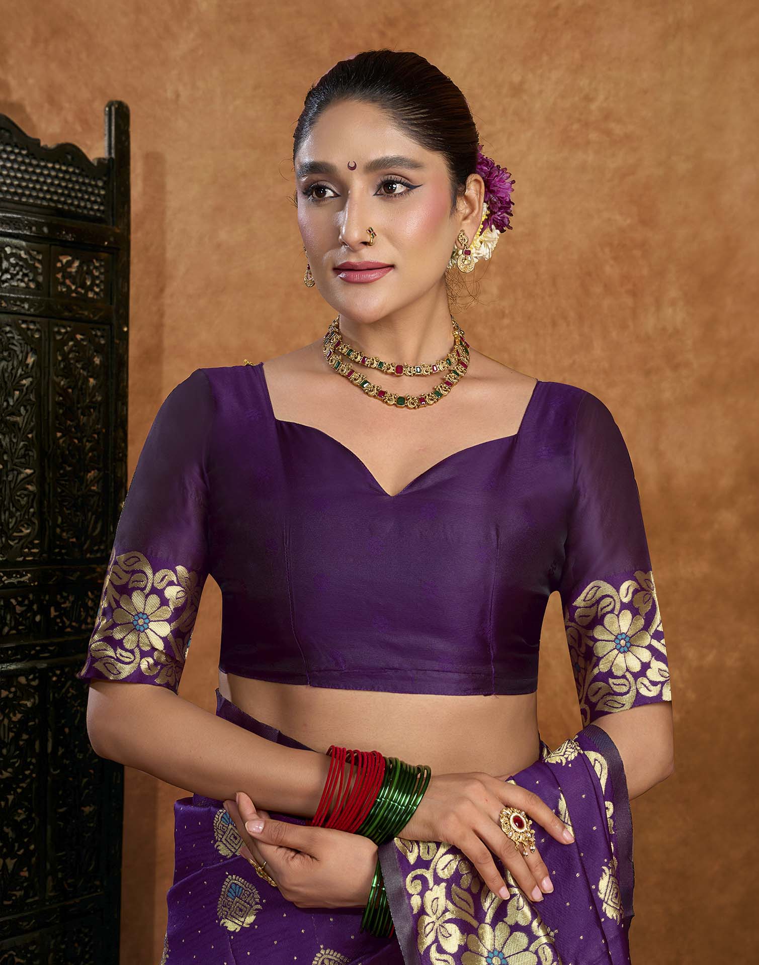 Purple Silk Woven Banarasi Saree