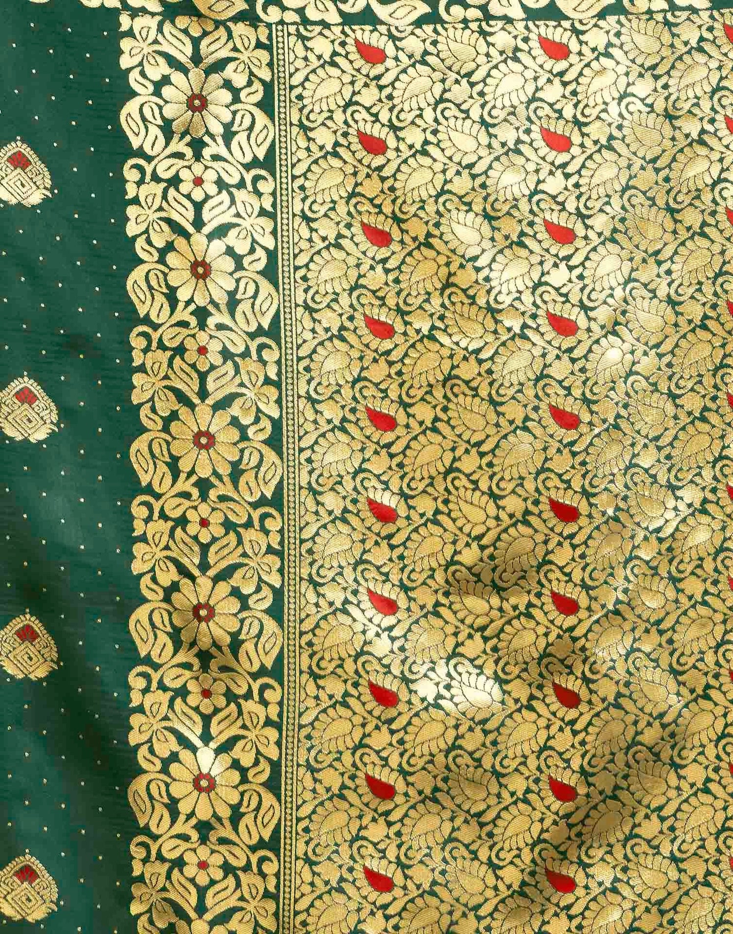 Dark Green Silk Woven Banarasi Saree
