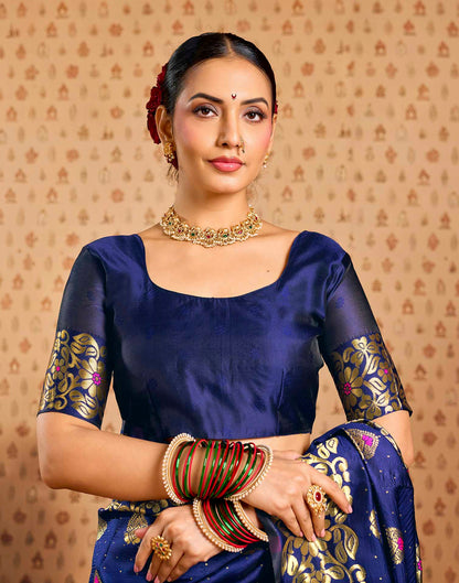 Royal Blue Silk Woven Banarasi Saree