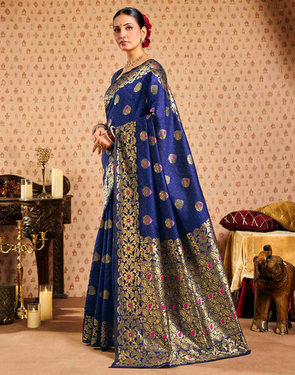 Royal Blue Silk Woven Banarasi Saree