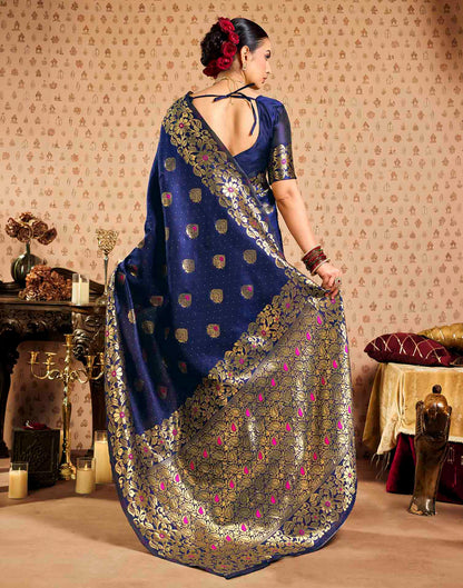 Royal Blue Silk Woven Banarasi Saree