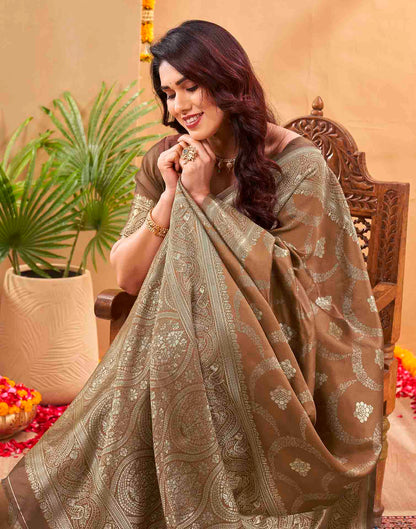 Brown Silk Woven Banarasi Saree