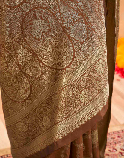 Brown Silk Woven Banarasi Saree