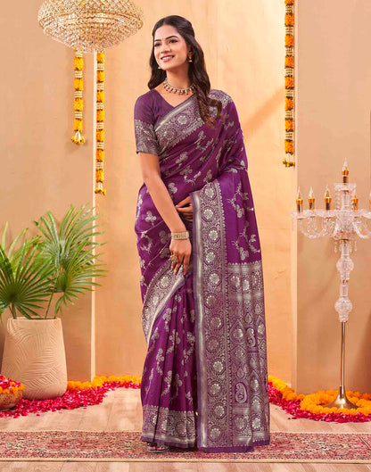 Purple Silk Woven Banarasi Saree