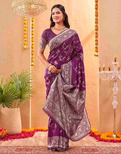 Purple Silk Woven Banarasi Saree