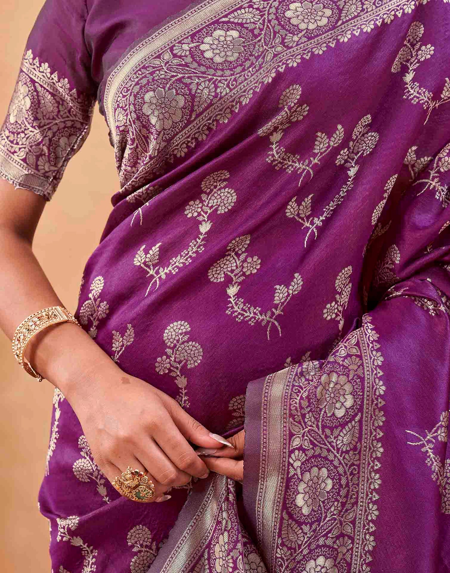 Purple Silk Woven Banarasi Saree