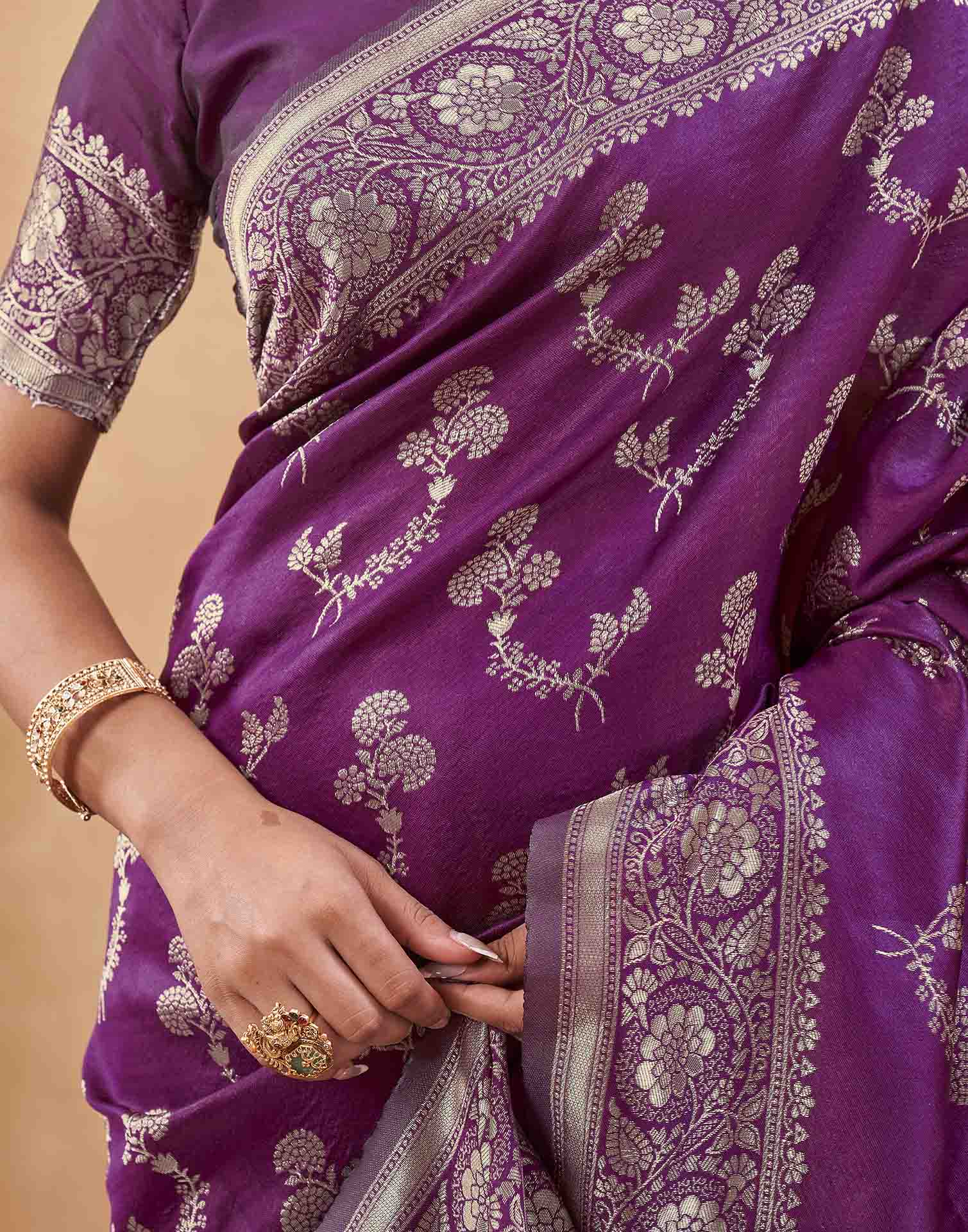 Purple Silk Woven Banarasi Saree