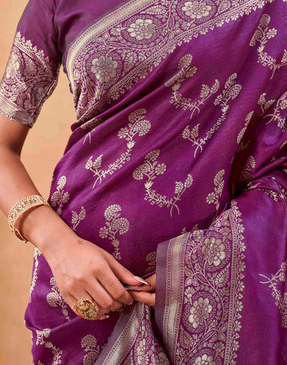 Purple Silk Woven Banarasi Saree