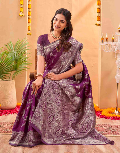 Purple Silk Woven Banarasi Saree