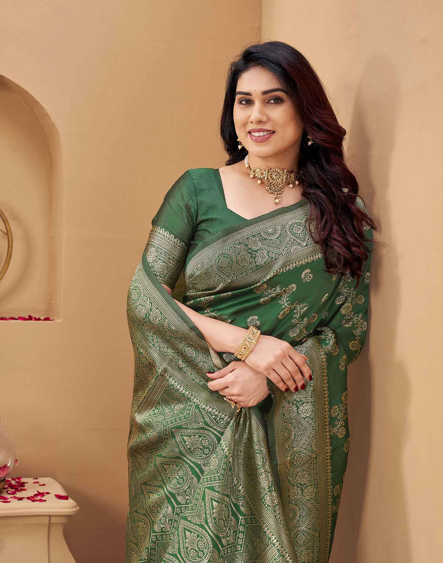 Green Silk Woven Banarasi Saree