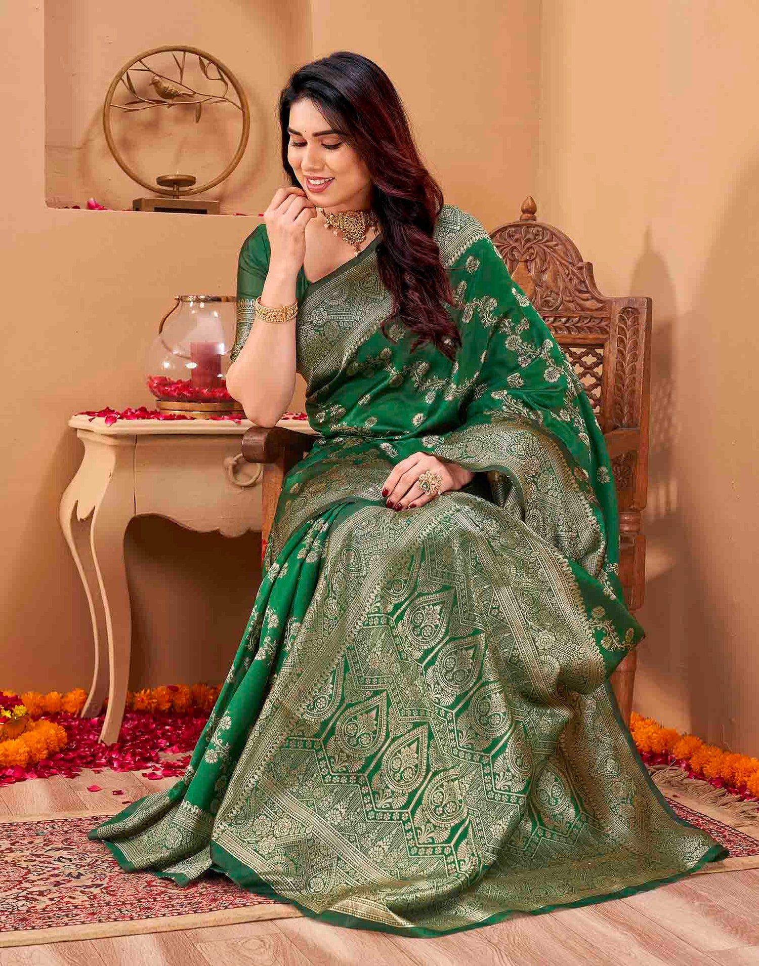 Green Silk Woven Banarasi Saree
