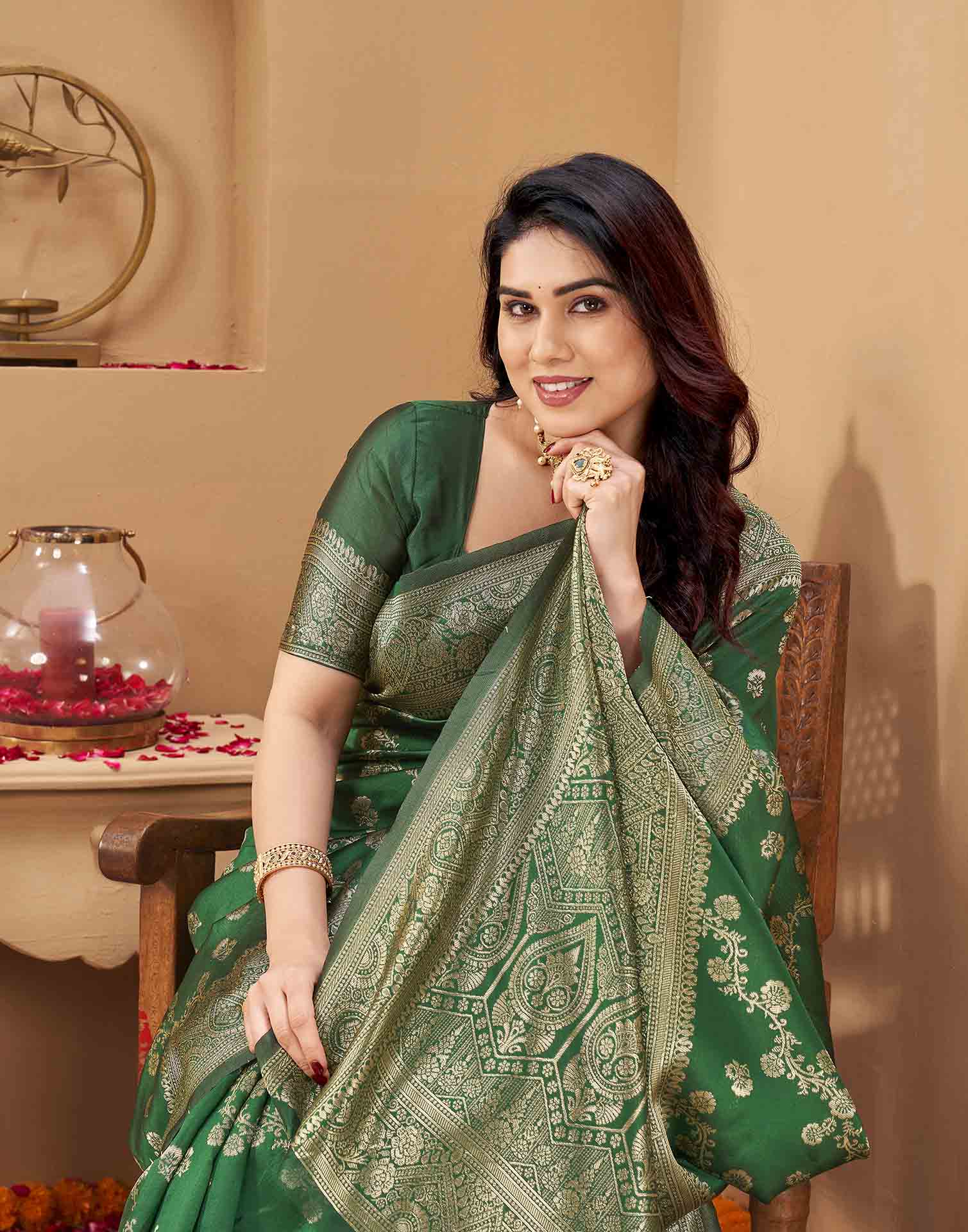 Green Silk Woven Banarasi Saree