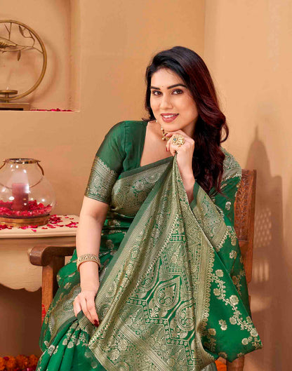Green Silk Woven Banarasi Saree