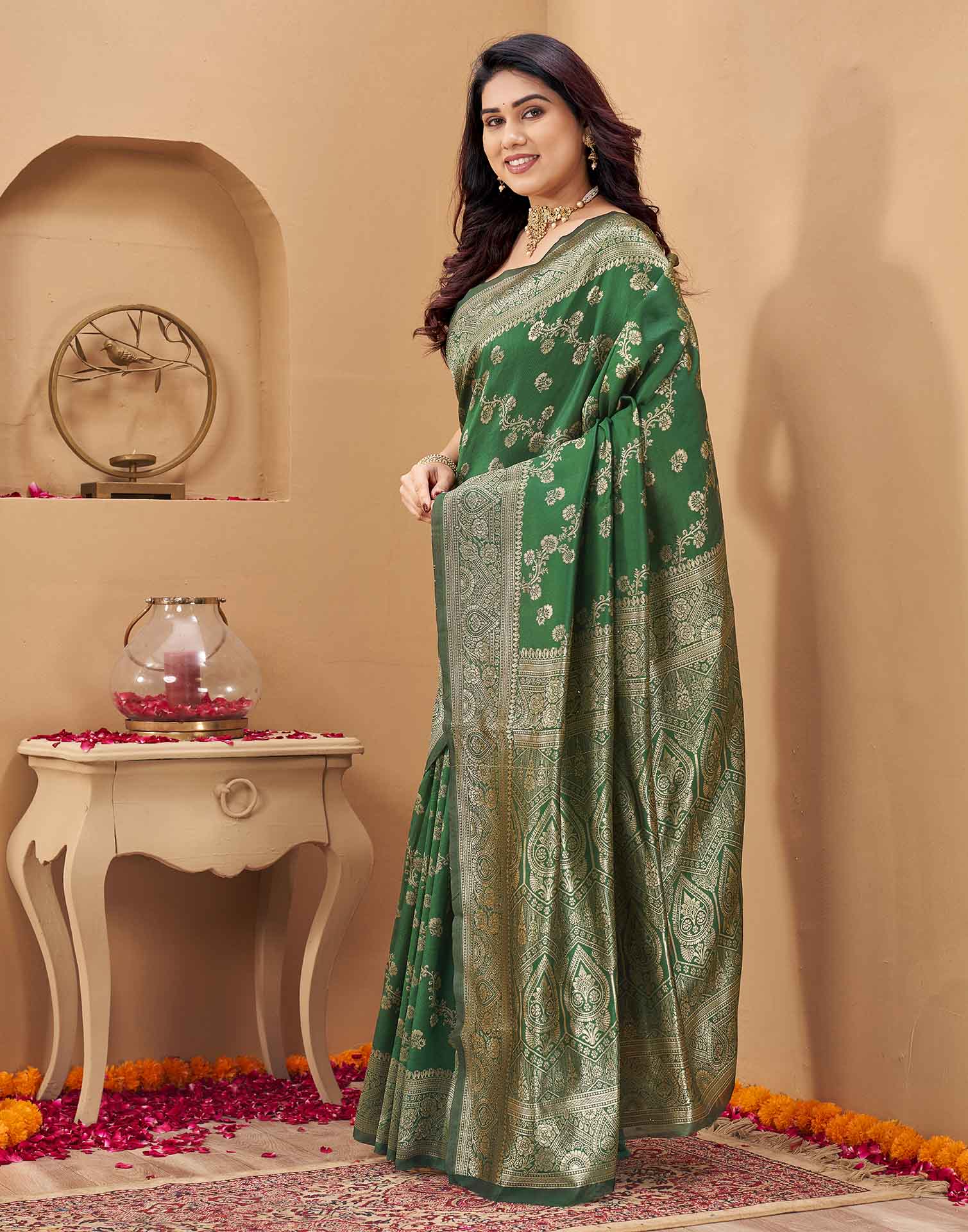Green Silk Woven Banarasi Saree