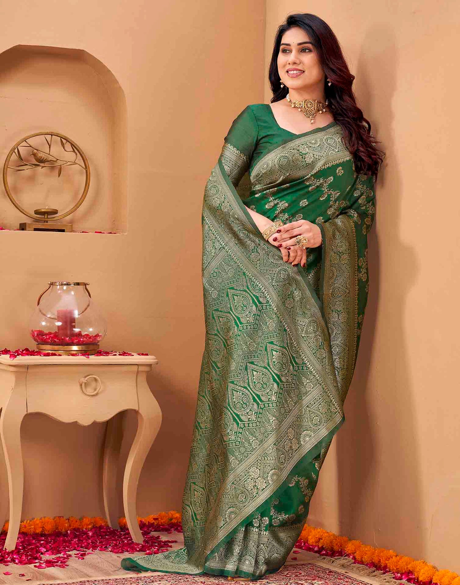 Green Silk Woven Banarasi Saree