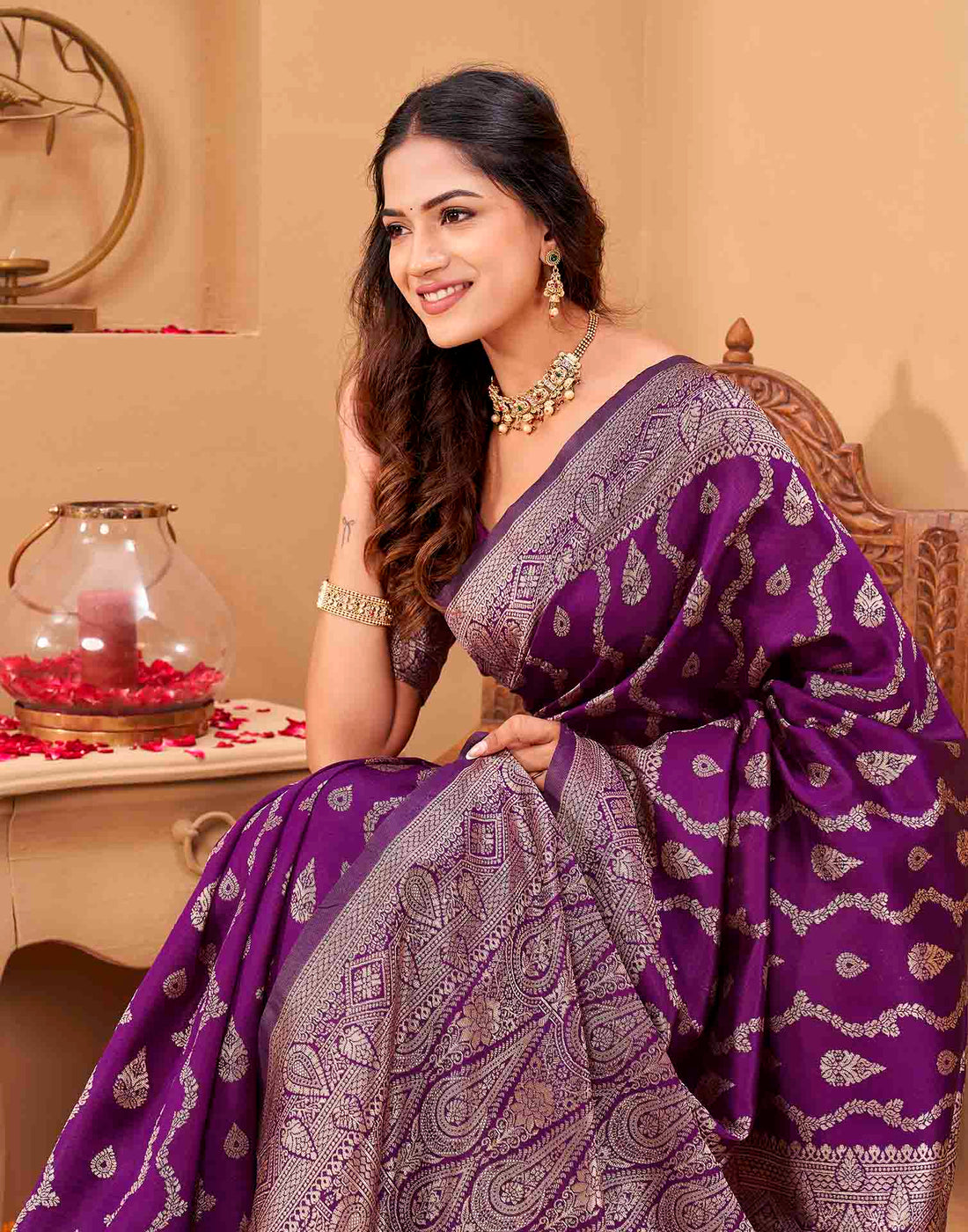Purple Silk Woven Banarasi Saree
