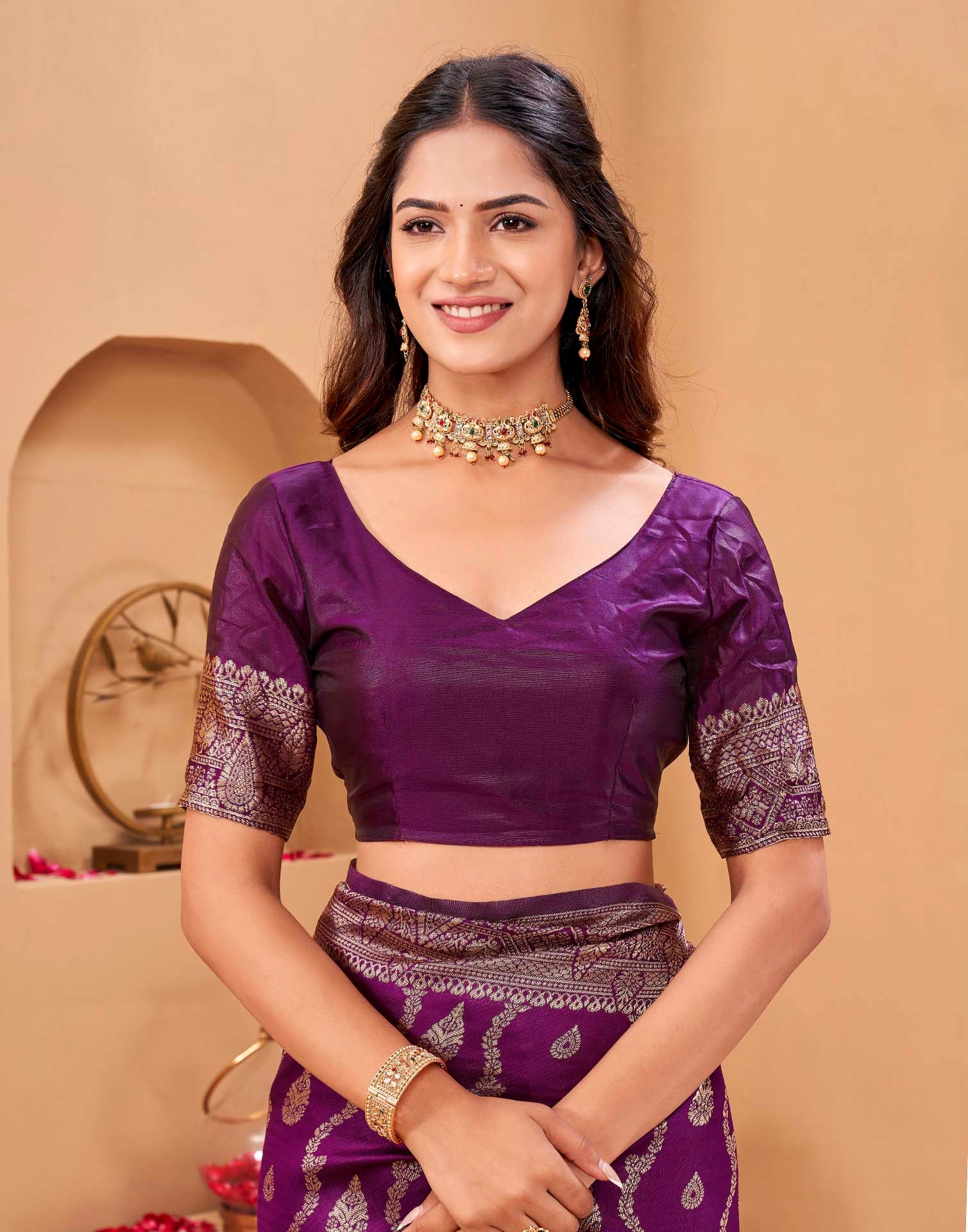 Purple Silk Woven Banarasi Saree