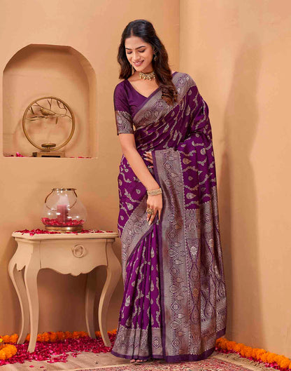 Purple Silk Woven Banarasi Saree