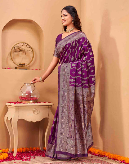 Purple Silk Woven Banarasi Saree